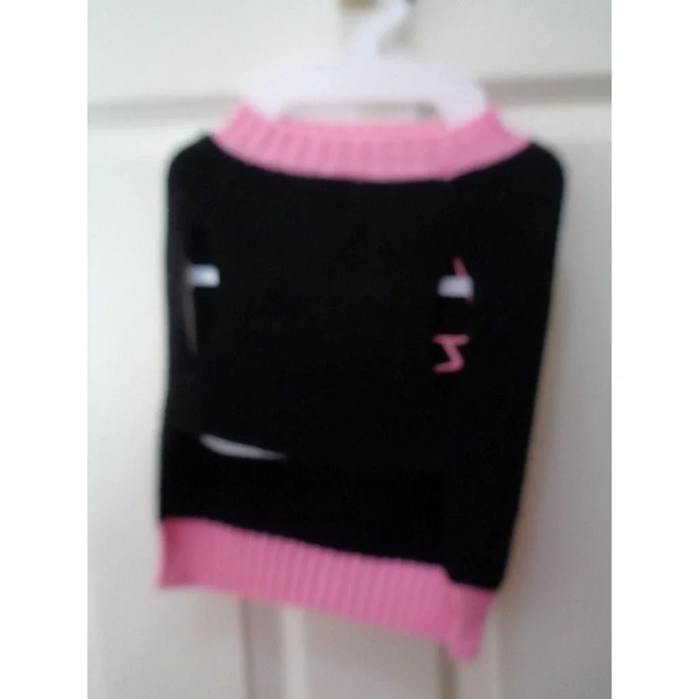 Top Paw Dog Pet Costume Black Pink Bow Sweater Large
